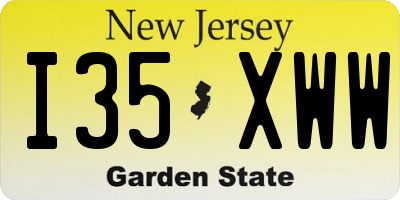 NJ license plate I35XWW