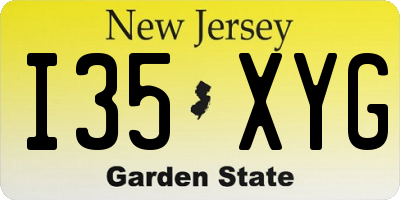 NJ license plate I35XYG