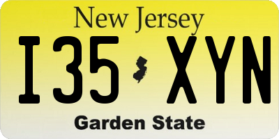 NJ license plate I35XYN