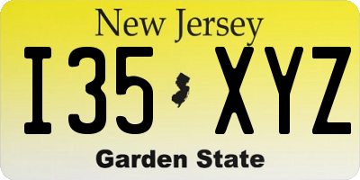 NJ license plate I35XYZ