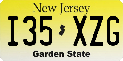 NJ license plate I35XZG