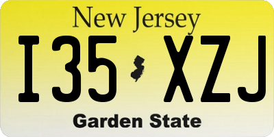 NJ license plate I35XZJ