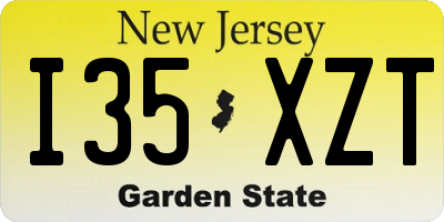 NJ license plate I35XZT