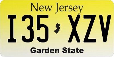 NJ license plate I35XZV