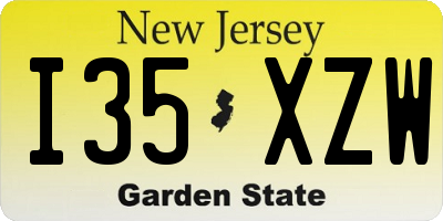 NJ license plate I35XZW
