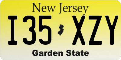 NJ license plate I35XZY