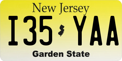 NJ license plate I35YAA