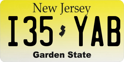 NJ license plate I35YAB