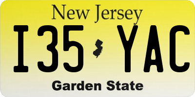 NJ license plate I35YAC