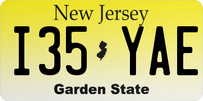 NJ license plate I35YAE