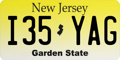 NJ license plate I35YAG