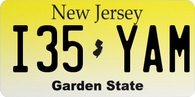 NJ license plate I35YAM
