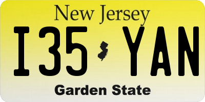 NJ license plate I35YAN