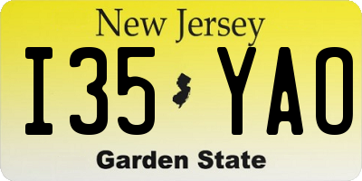 NJ license plate I35YAO