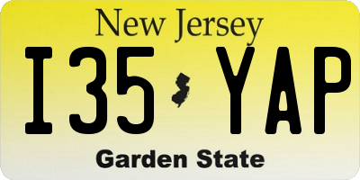 NJ license plate I35YAP