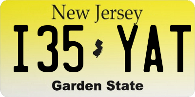 NJ license plate I35YAT