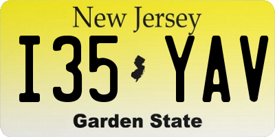 NJ license plate I35YAV