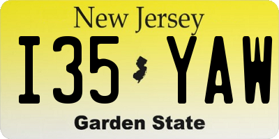 NJ license plate I35YAW