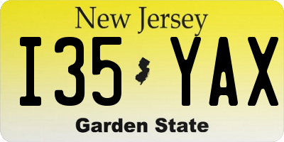 NJ license plate I35YAX