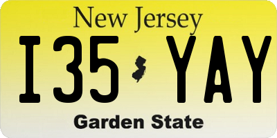 NJ license plate I35YAY