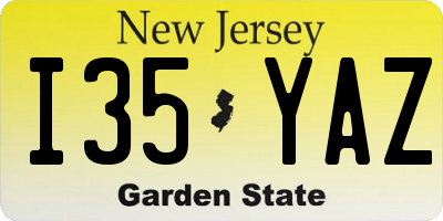 NJ license plate I35YAZ