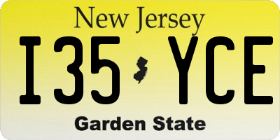NJ license plate I35YCE