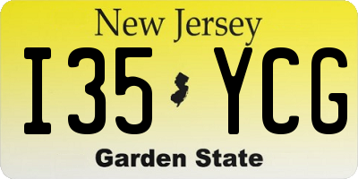 NJ license plate I35YCG