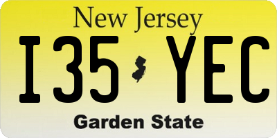 NJ license plate I35YEC