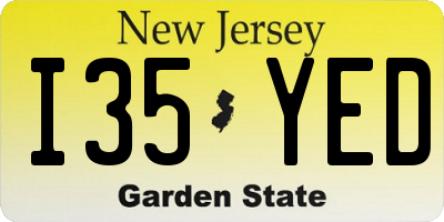 NJ license plate I35YED