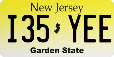 NJ license plate I35YEE