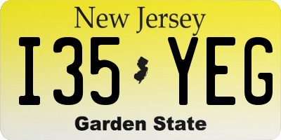 NJ license plate I35YEG