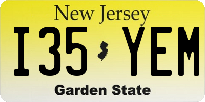 NJ license plate I35YEM