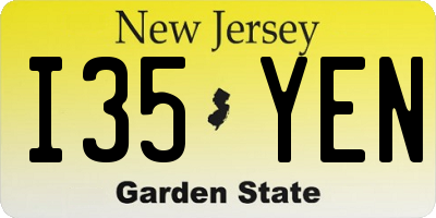 NJ license plate I35YEN