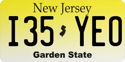 NJ license plate I35YEO