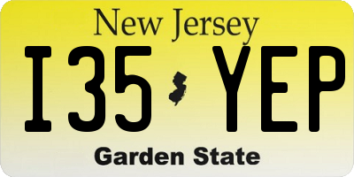 NJ license plate I35YEP