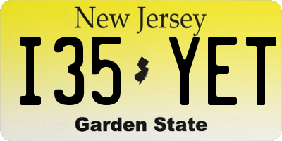 NJ license plate I35YET