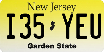 NJ license plate I35YEU