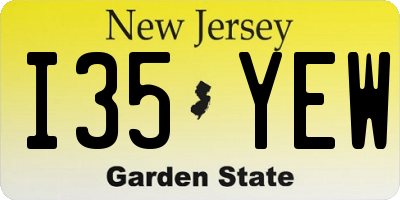 NJ license plate I35YEW