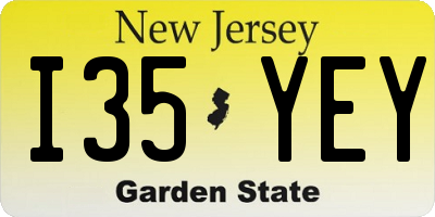 NJ license plate I35YEY