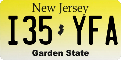 NJ license plate I35YFA
