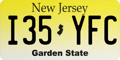 NJ license plate I35YFC