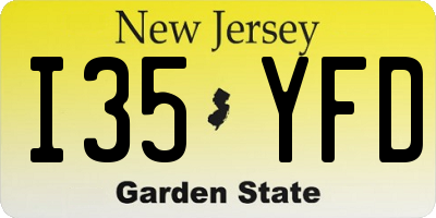 NJ license plate I35YFD