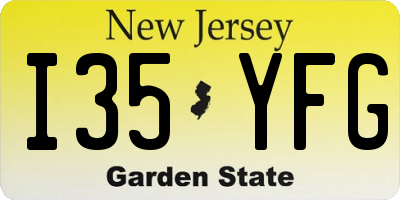 NJ license plate I35YFG