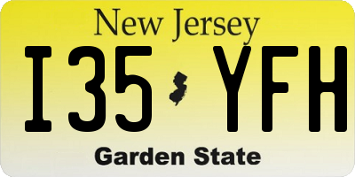 NJ license plate I35YFH