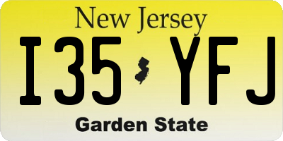 NJ license plate I35YFJ