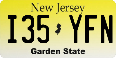 NJ license plate I35YFN