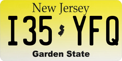 NJ license plate I35YFQ