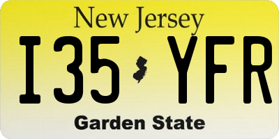 NJ license plate I35YFR