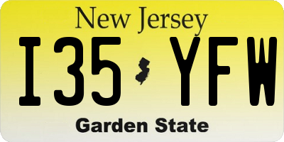 NJ license plate I35YFW