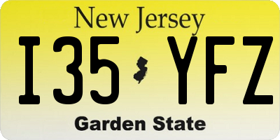 NJ license plate I35YFZ